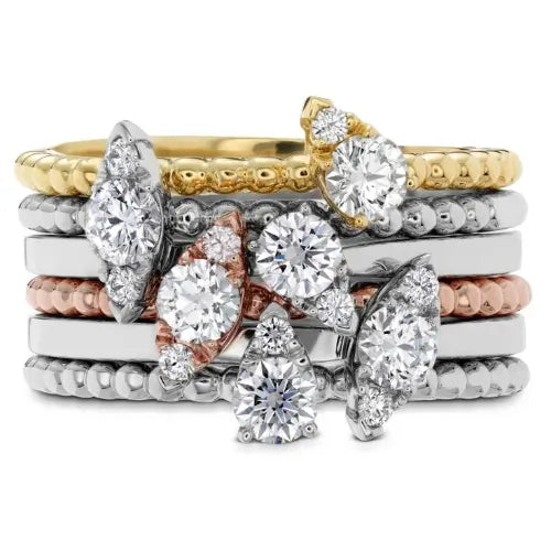 Hearts on fire stack diamond rings