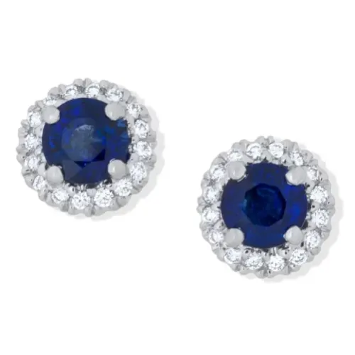 Blue gemstone and diamond earrings