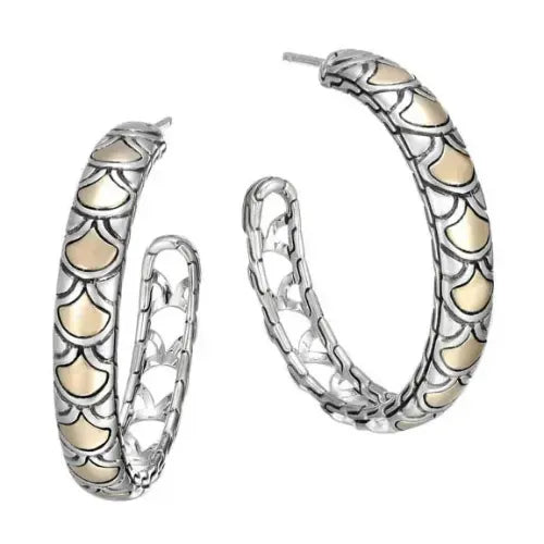 John Hardy two tone hoop earrings