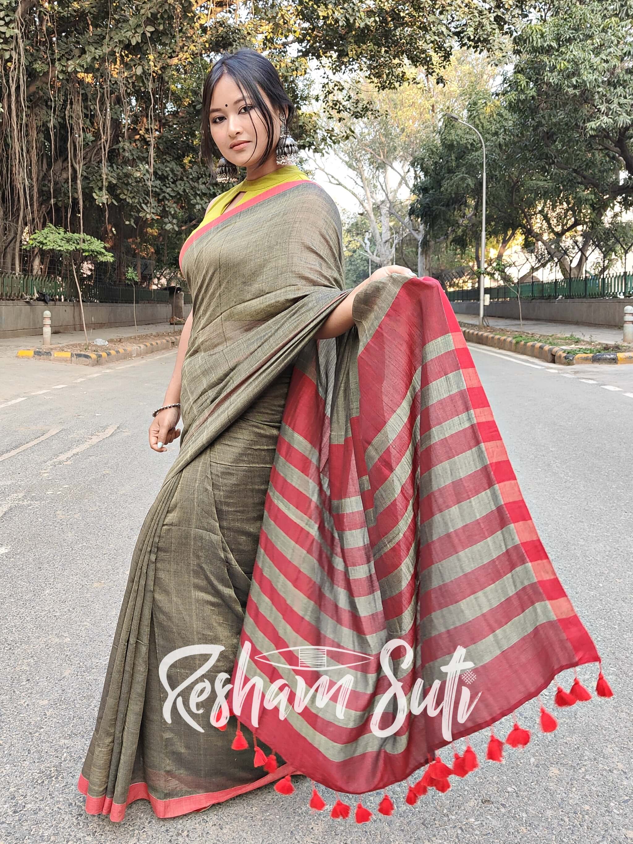 Bengal Khadi Cotton Saree – Monamaar