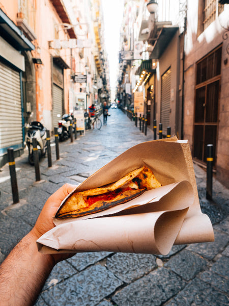 pizza slice with street view