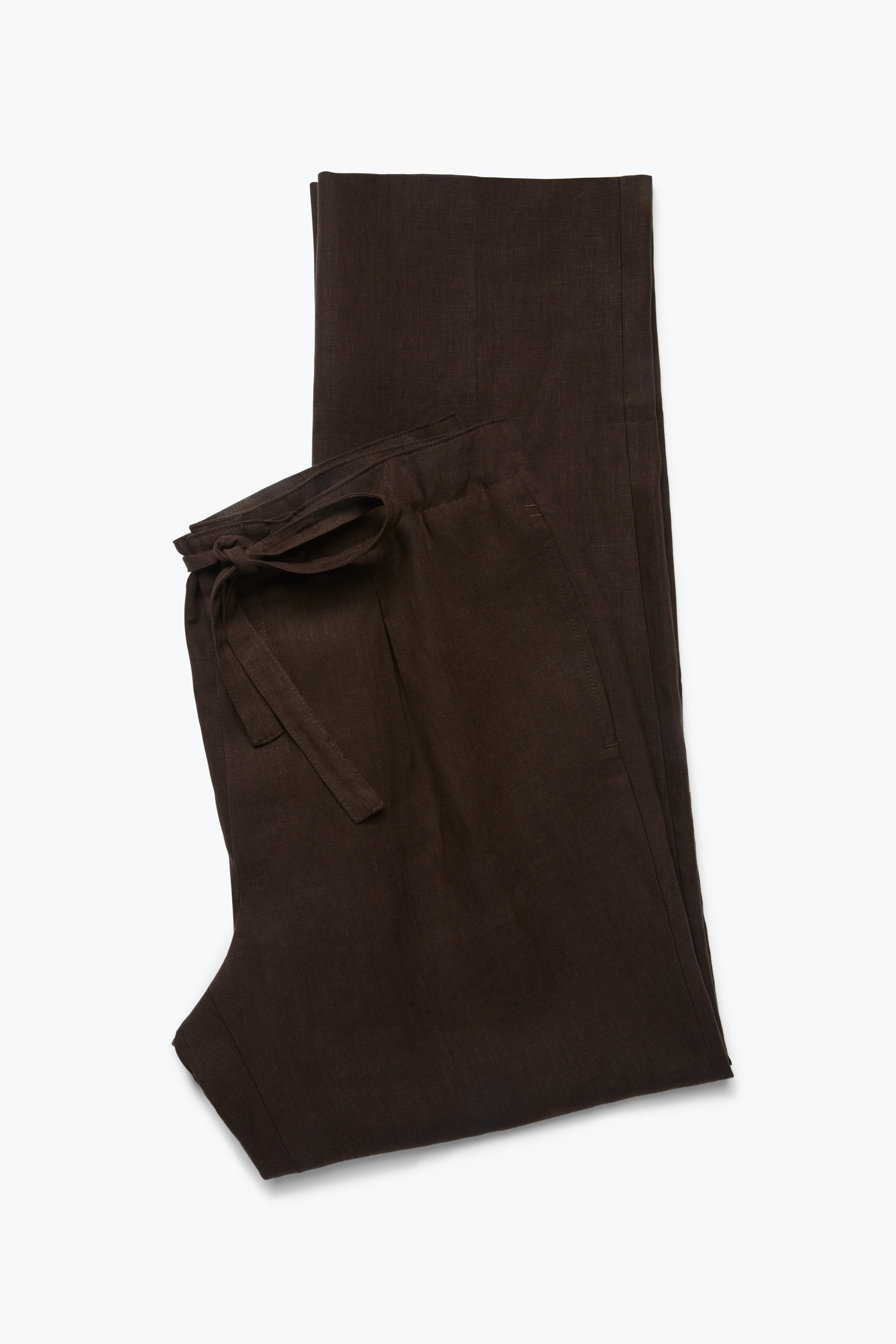 Drawstring Trouser (Chocolate Washed Linen)