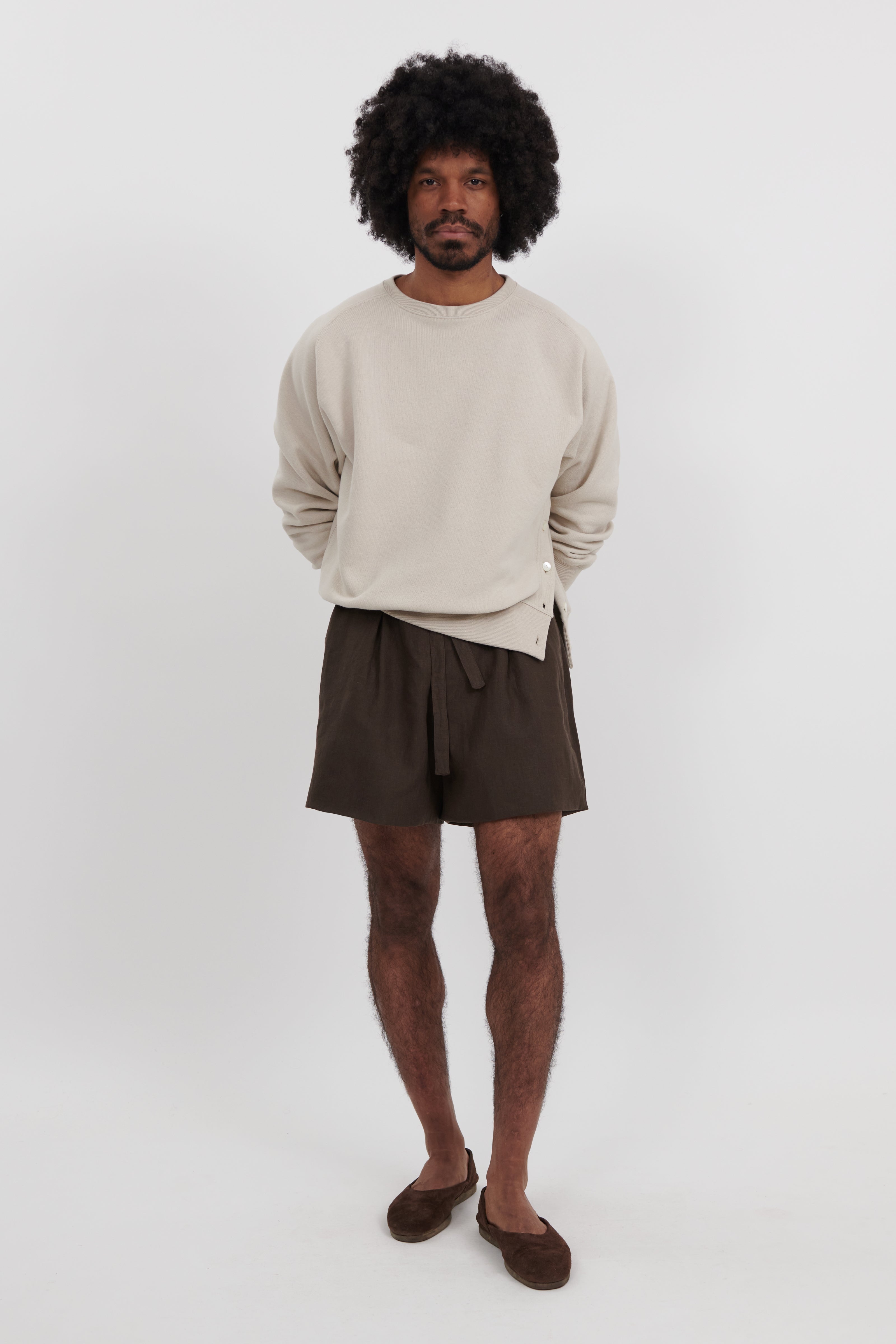Drawstring Short (Chocolate Washed Linen)