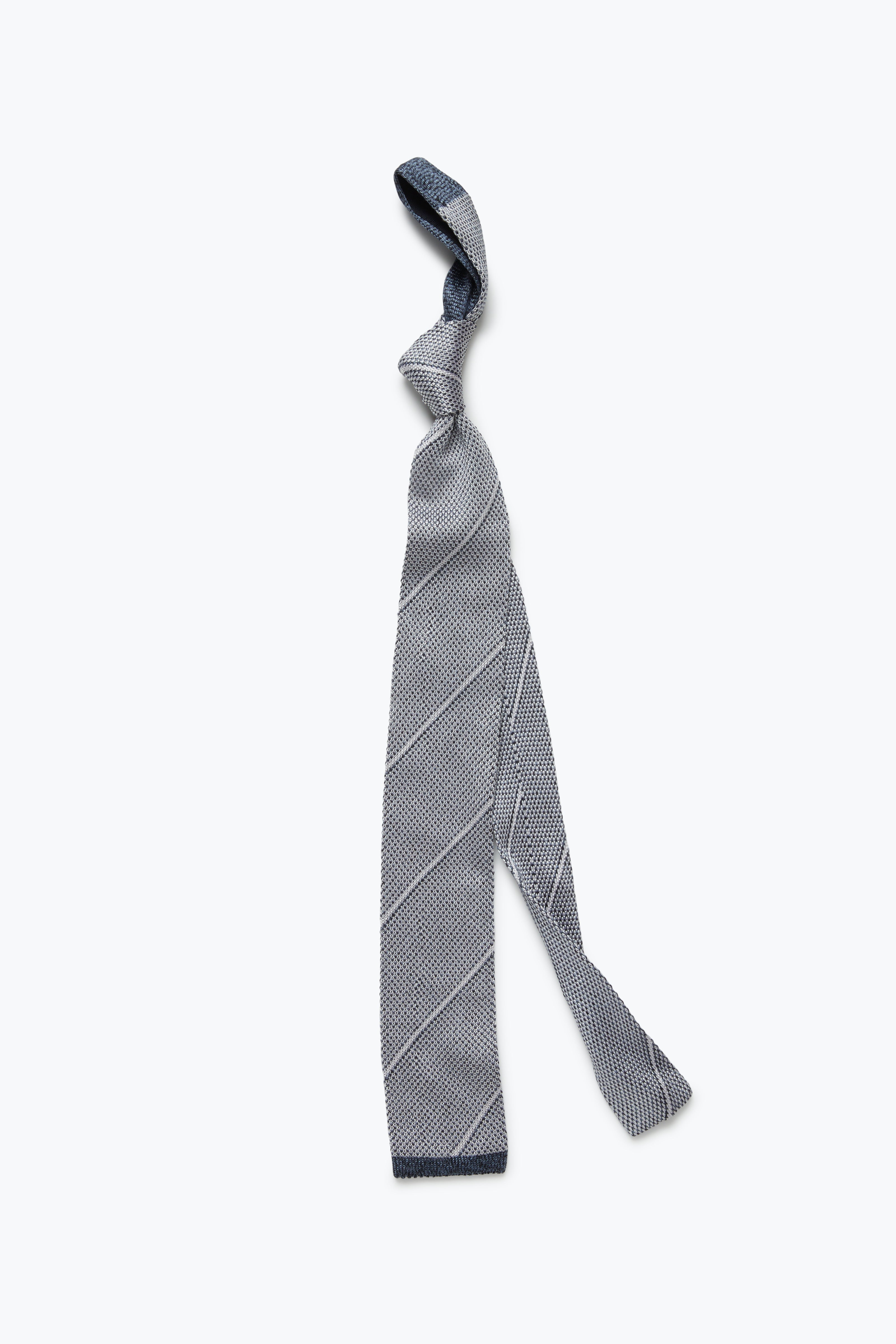 Knit Tie (Washed Indigo Stripe Silk)