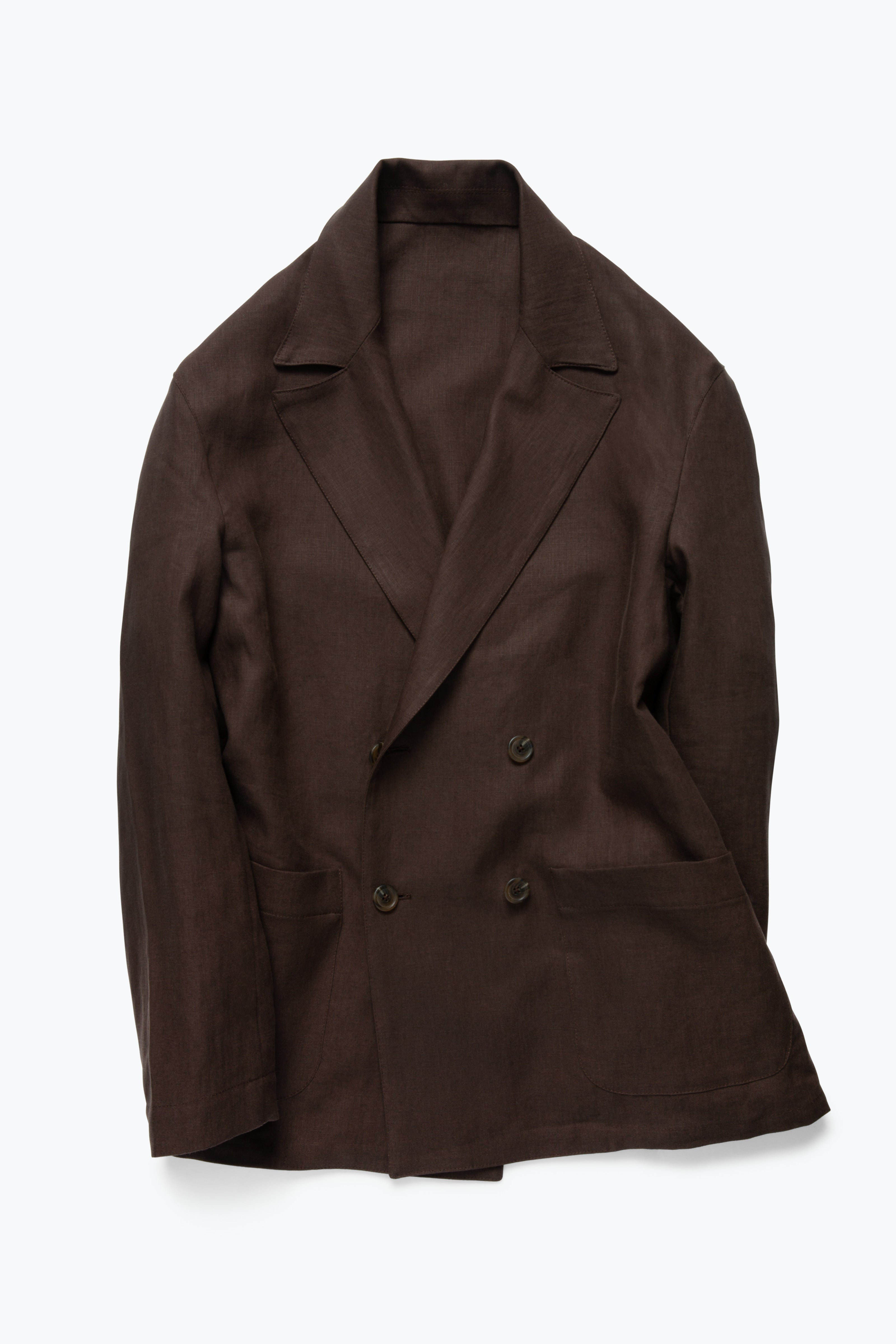 Double Breasted Shirt Jacket (Chocolate Washed Linen)