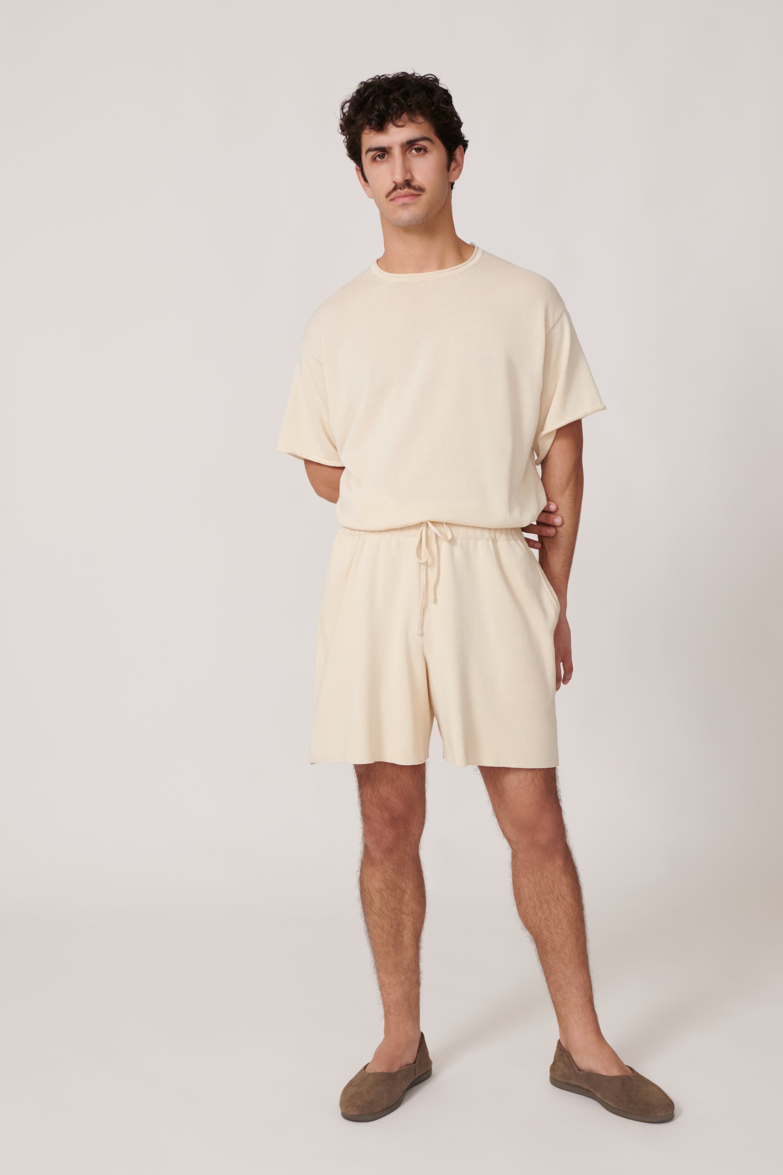 Knit Shorts (Ivory Cotton Mouliné)