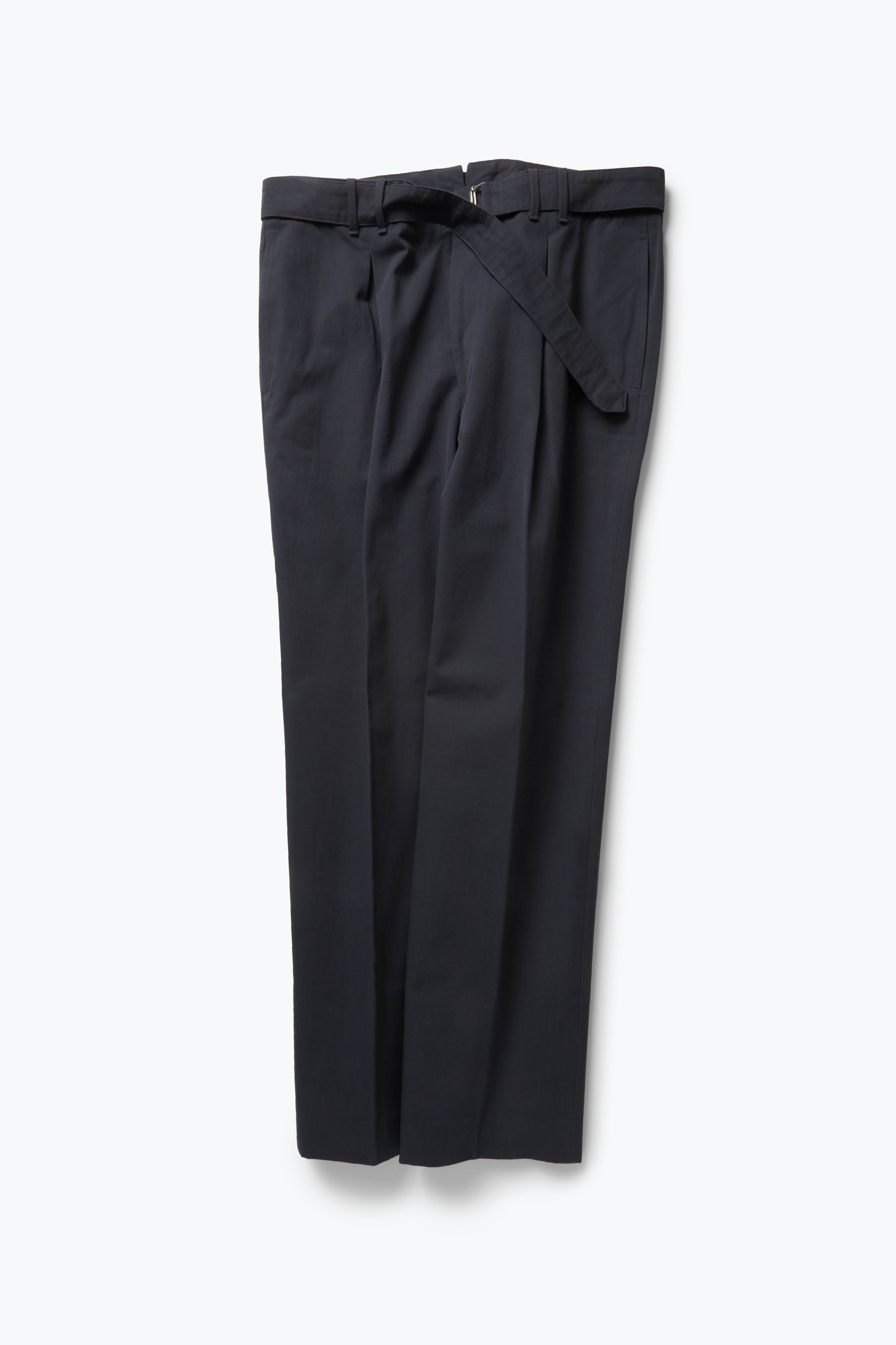 Box Pleat Washable Trouser (Indigo Stonewashed Cotton Canvas)