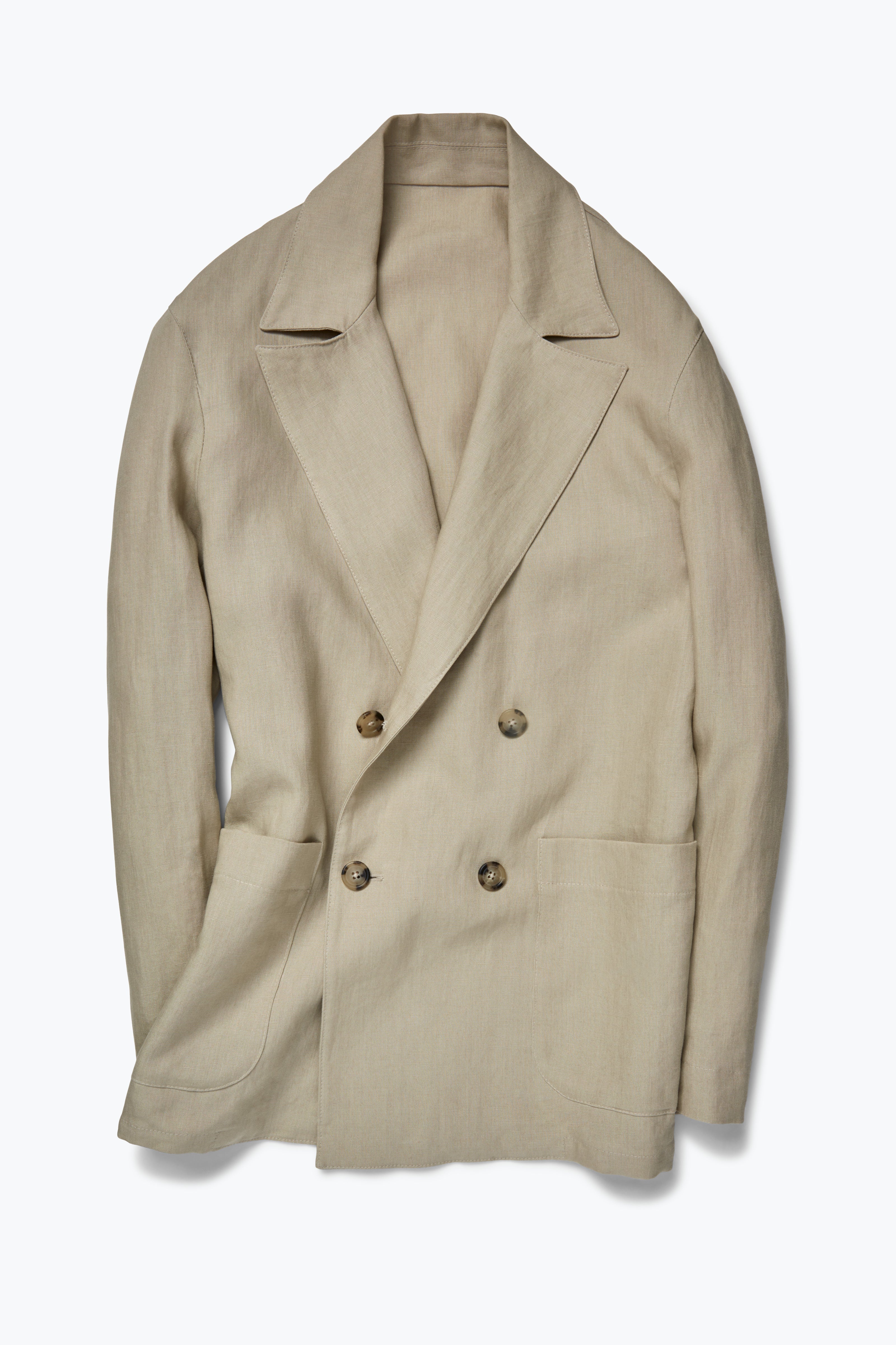 Double Breasted Shirt Jacket (Sand Washed Linen)