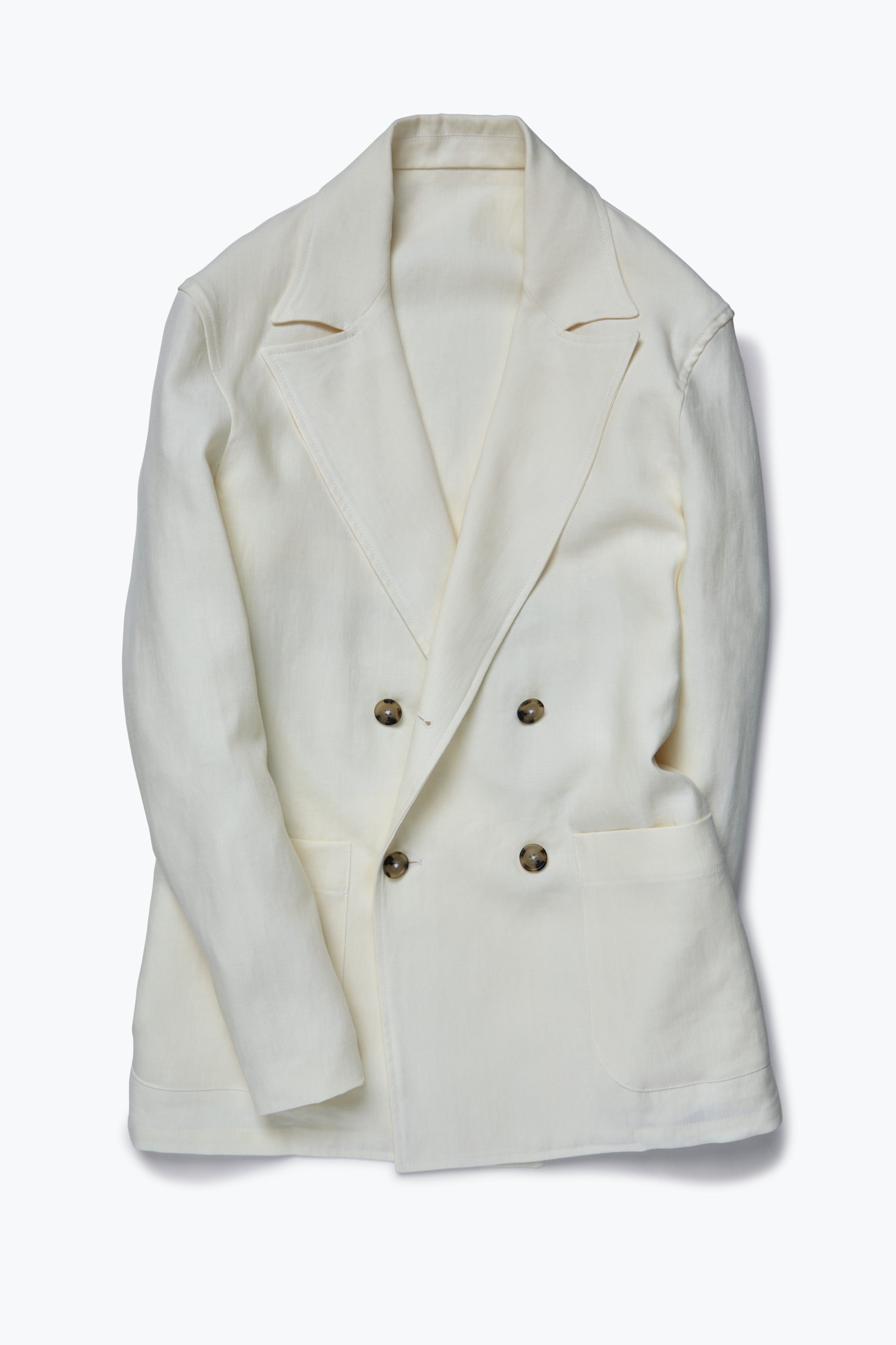 Double Breasted Shirt Jacket (Ivory Washed Linen)