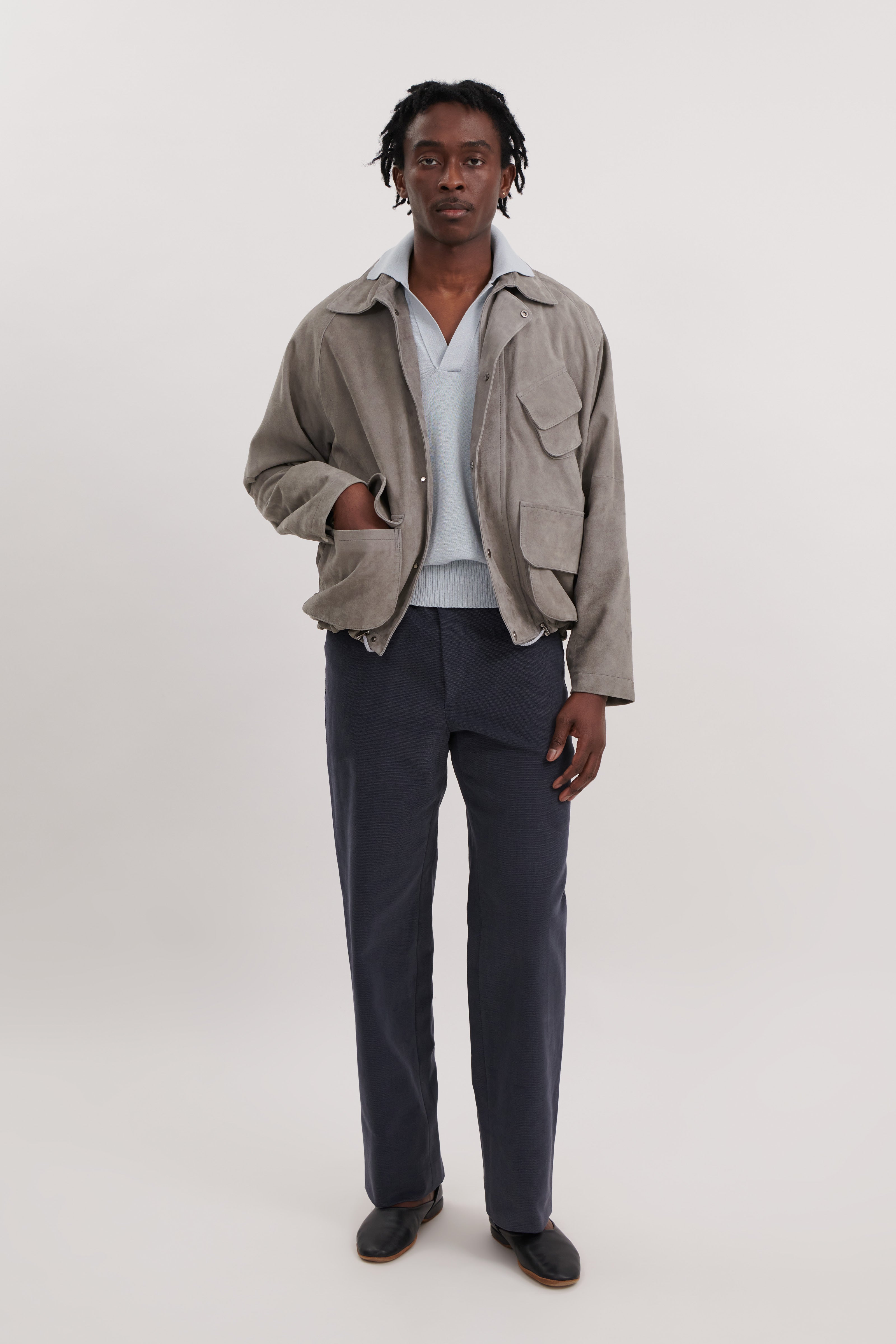 Field Blouson (Mid-Grey Lamb Suede)