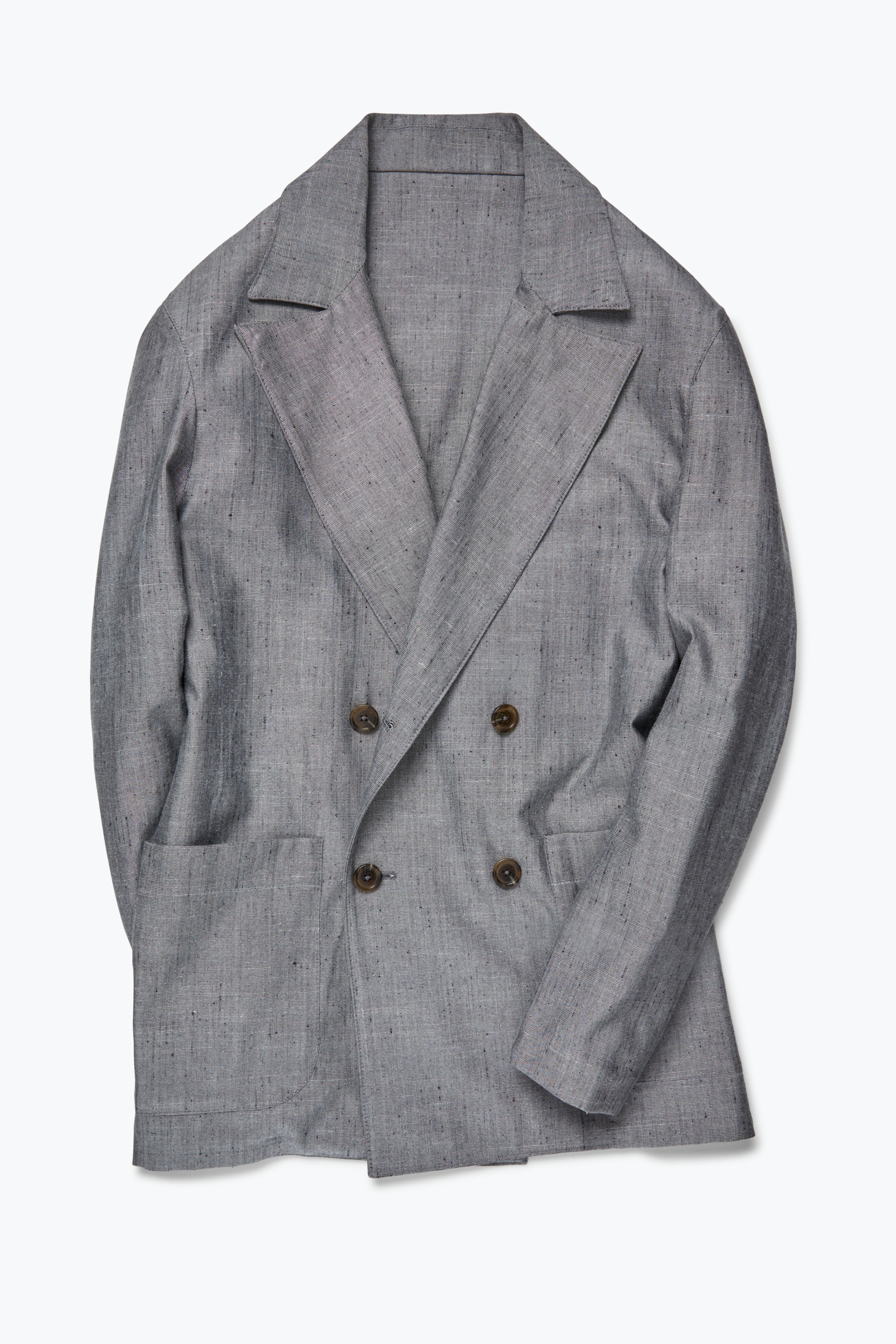 Double Breasted Shirt Jacket (Grey Silk Wool)