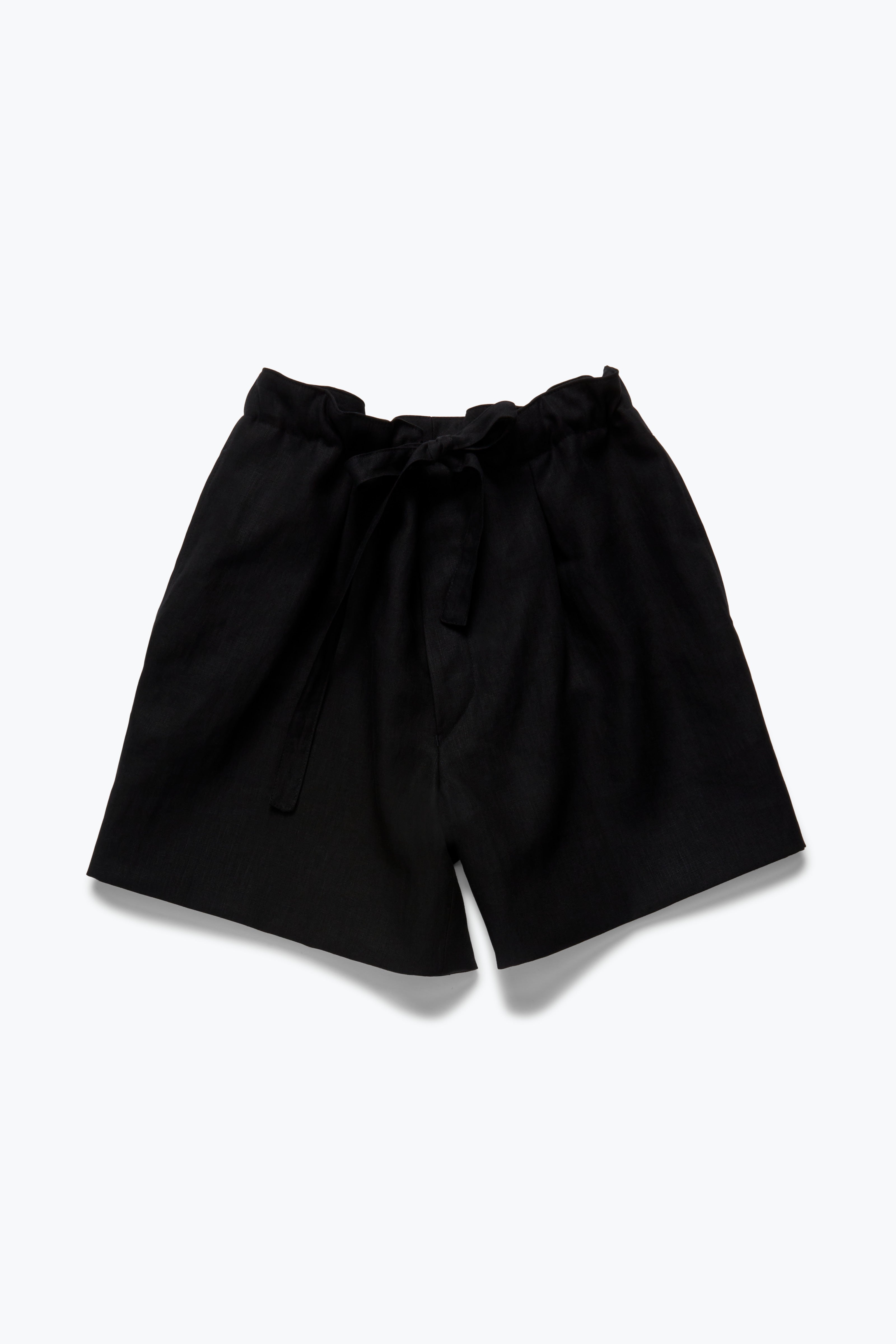 Drawstring Short (Black Washed Linen)