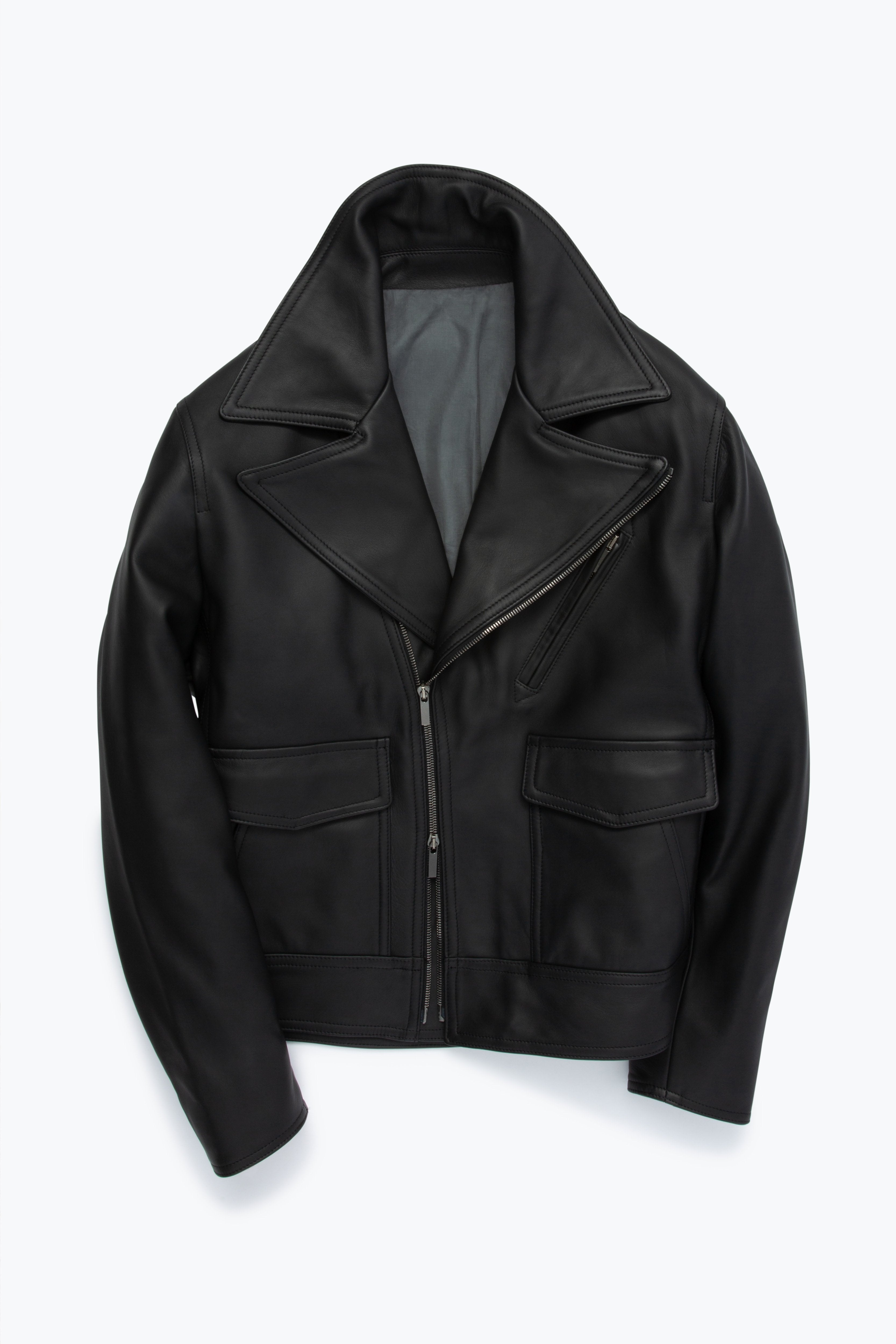 MTO - Asymmetric Jacket (Black Plong  Leather)