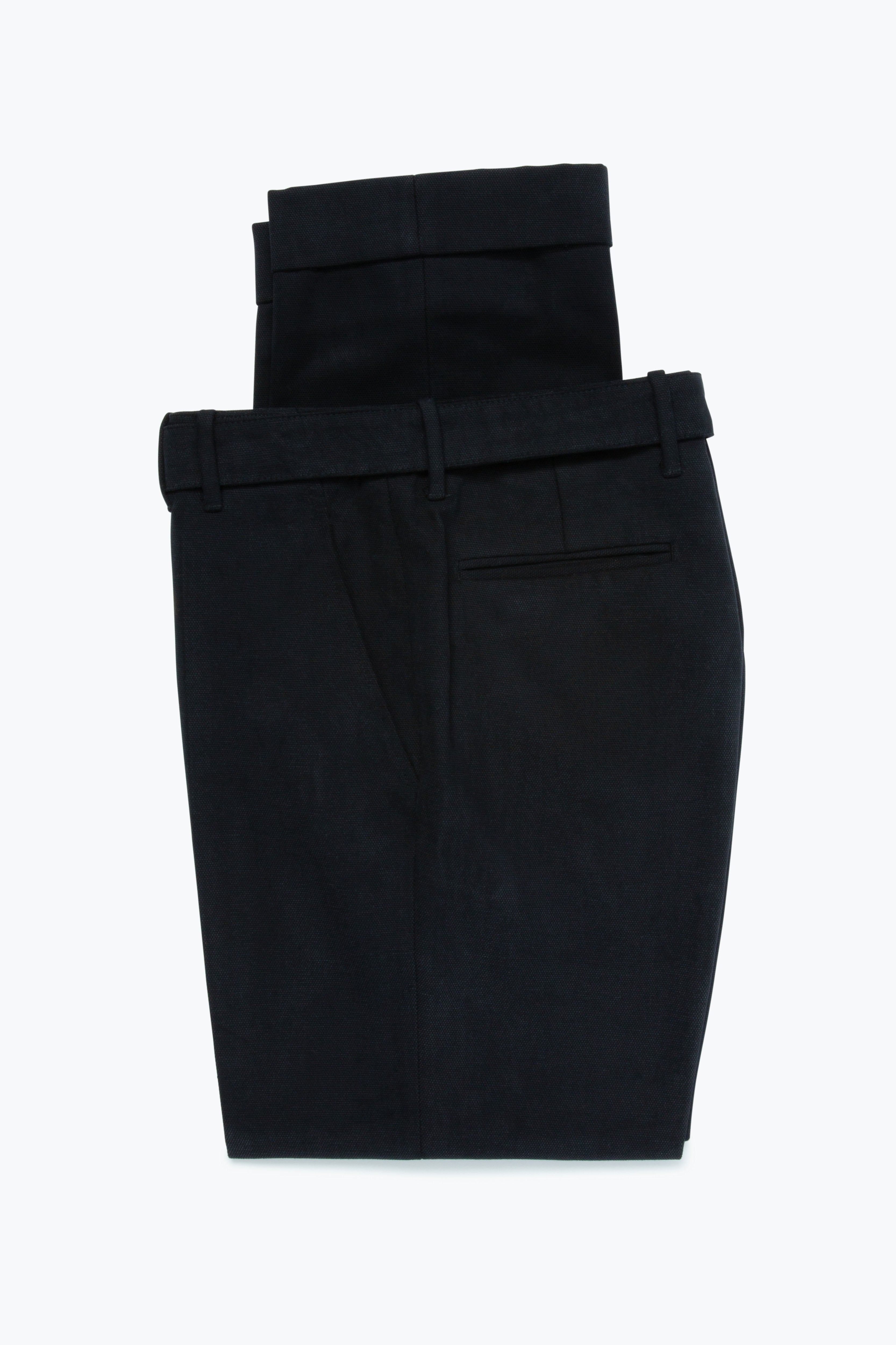 MTO - Plain Front Washable Trousers (Black Cotton Basketweave)