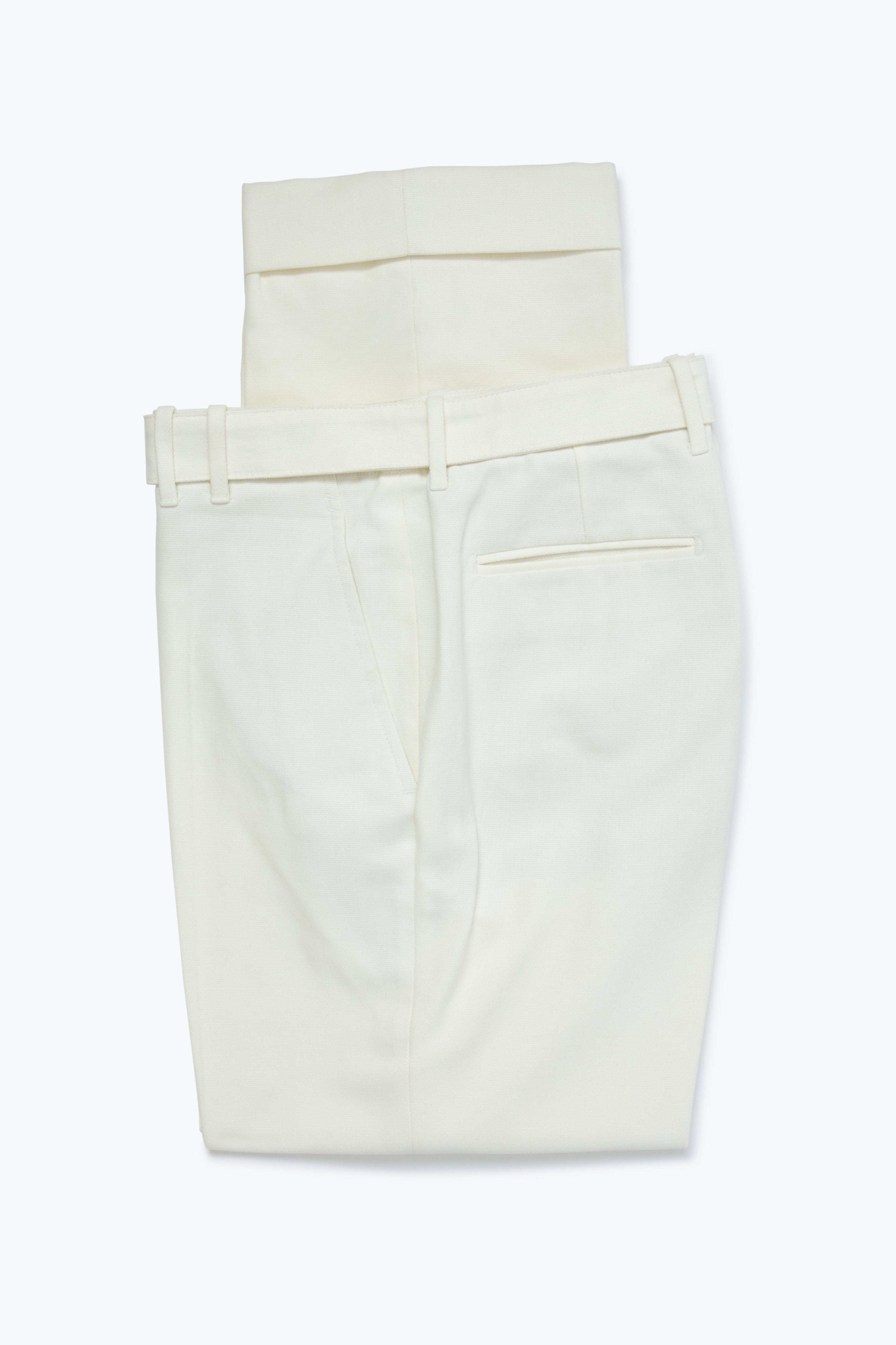Plain Front Washable Trousers (Ivory Cotton Basketweave)