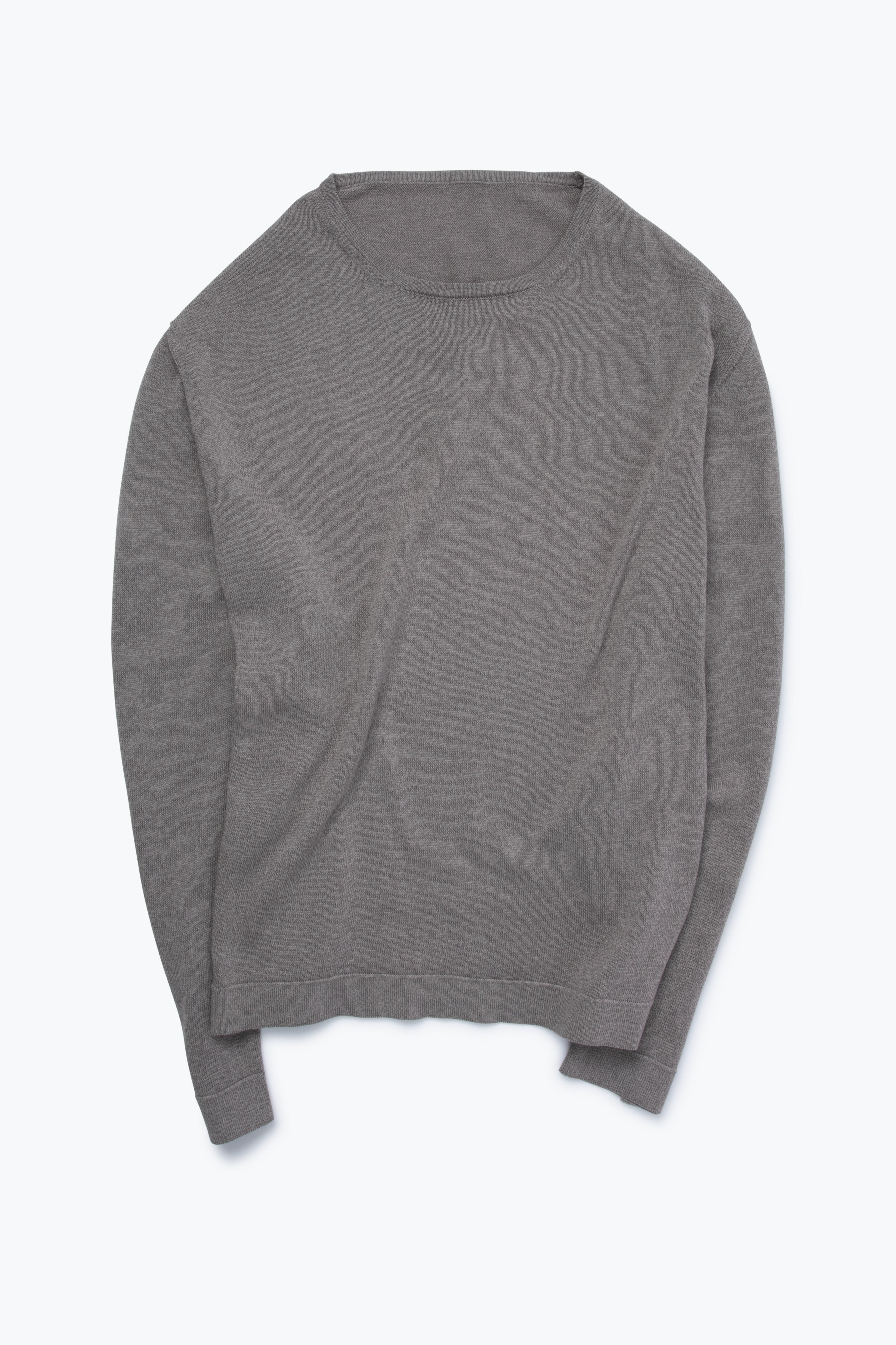 MTO - Long Sleeve Knit T-Shirt (Taupe Cotton Moulin )