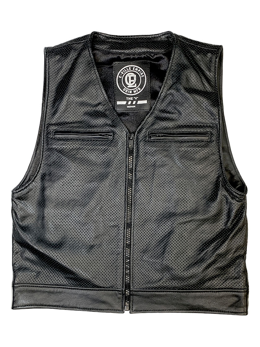 Embossed Black Leather Vest — SGT GRIT