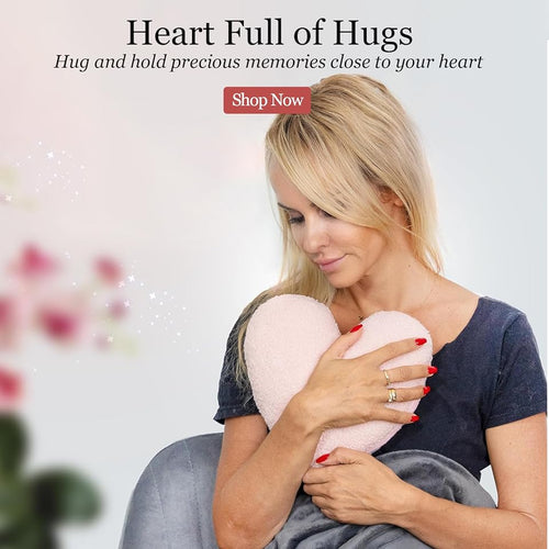 miscarriage gift - bereaved mother hugging heart plush with baby keepsakes