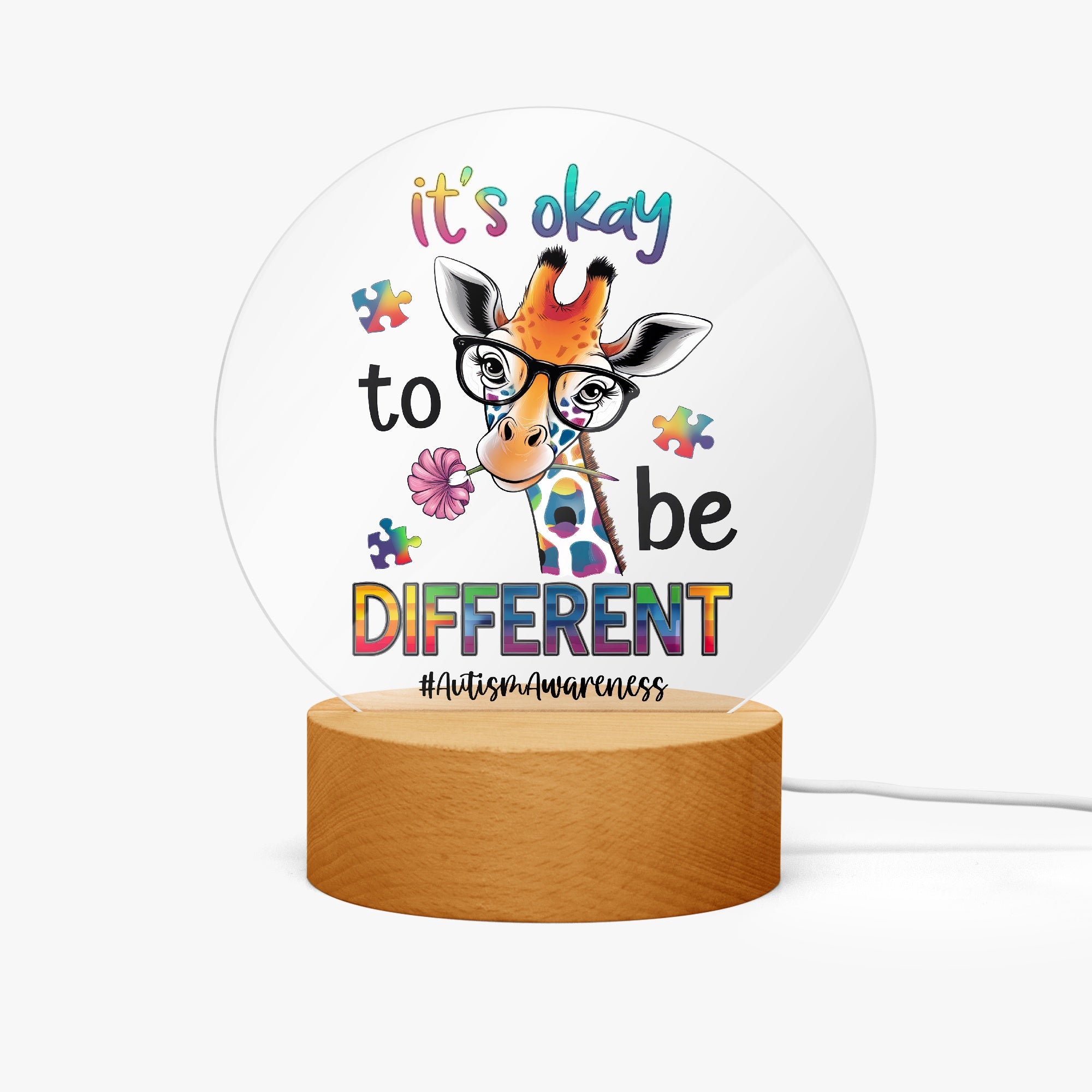 It's Ok to Be Different Awareness Round Acrylic Plaque with Stand – Celebrate Inclusion and Neurodiversity