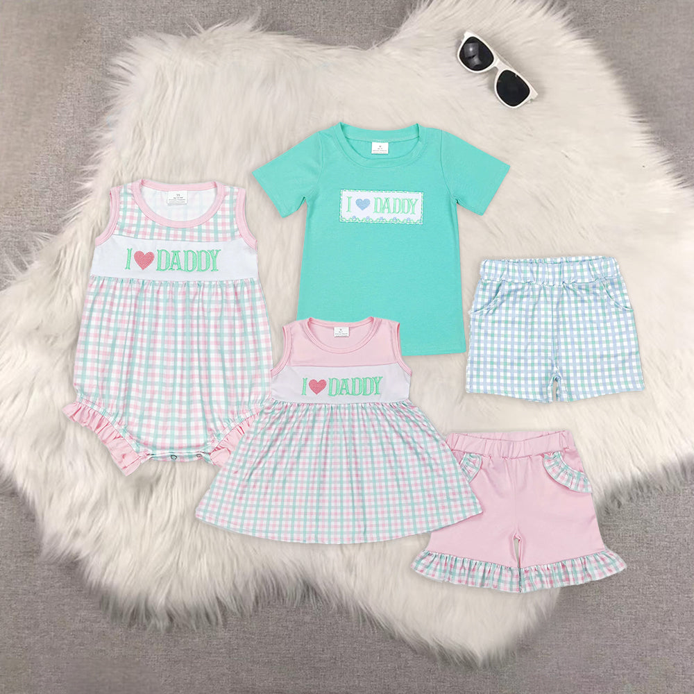 RTS NO MOQ Embroidery short-sleeved shorts suit & short-sleeved sets and romper