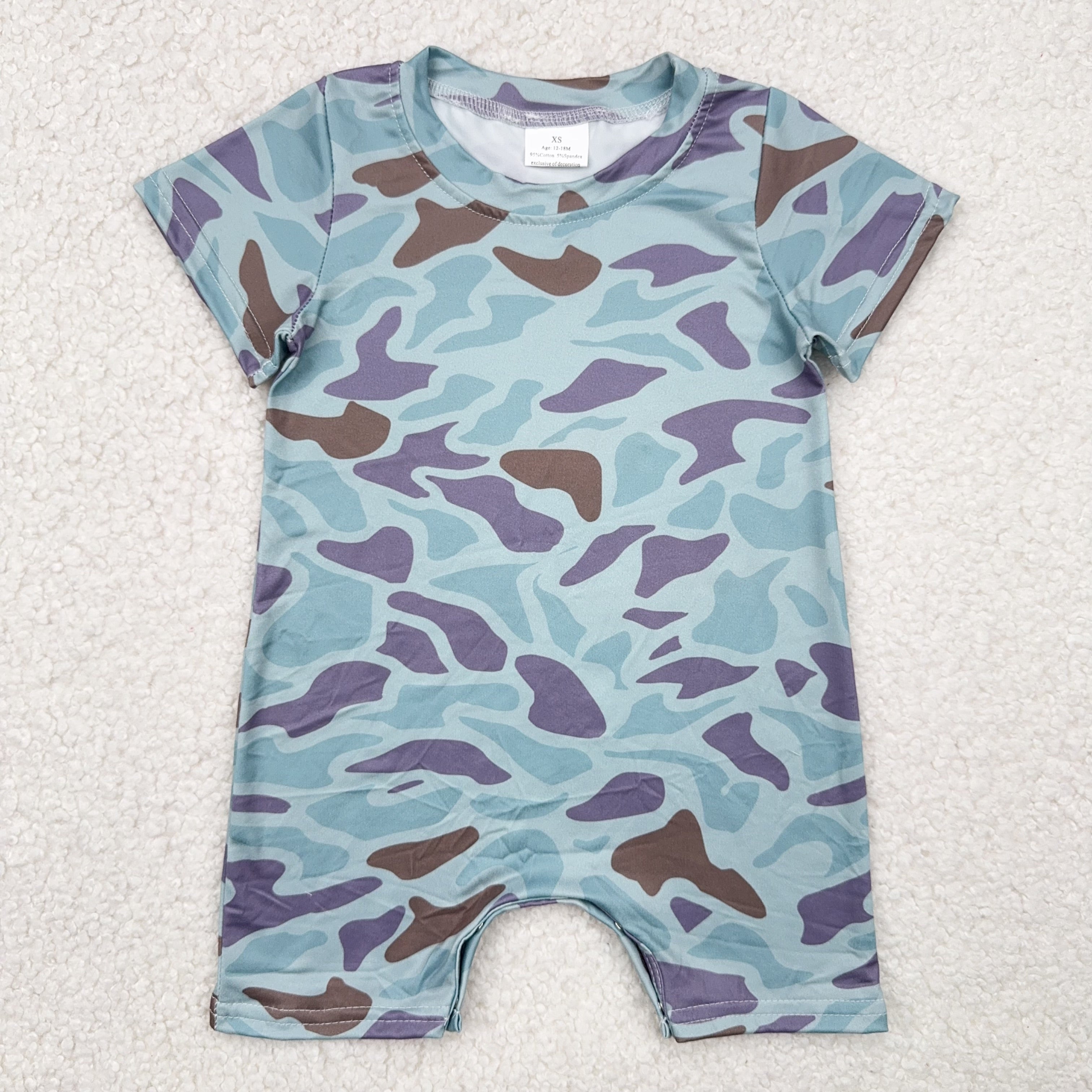 RTS SALES NO MOQ4.19紫色迷彩蓝底连体衣Purple Camouflage Blue Bodysuit