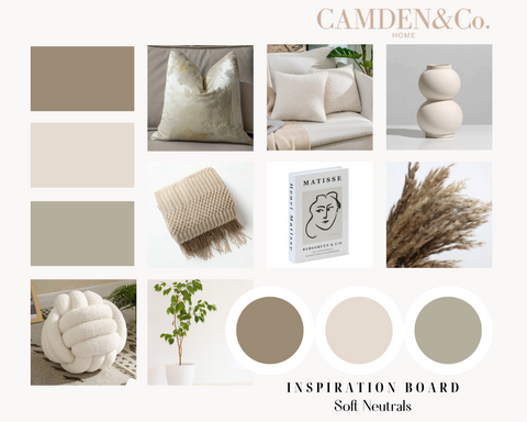 Neutral Home decor trend inspiration board by Camden and Co Home