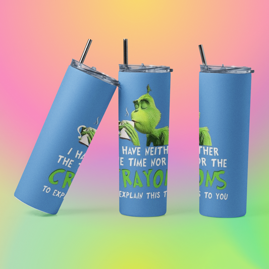 Grinch I'm Booked: 20oz Straight Tumbler w/ straw and Lid – Snowy