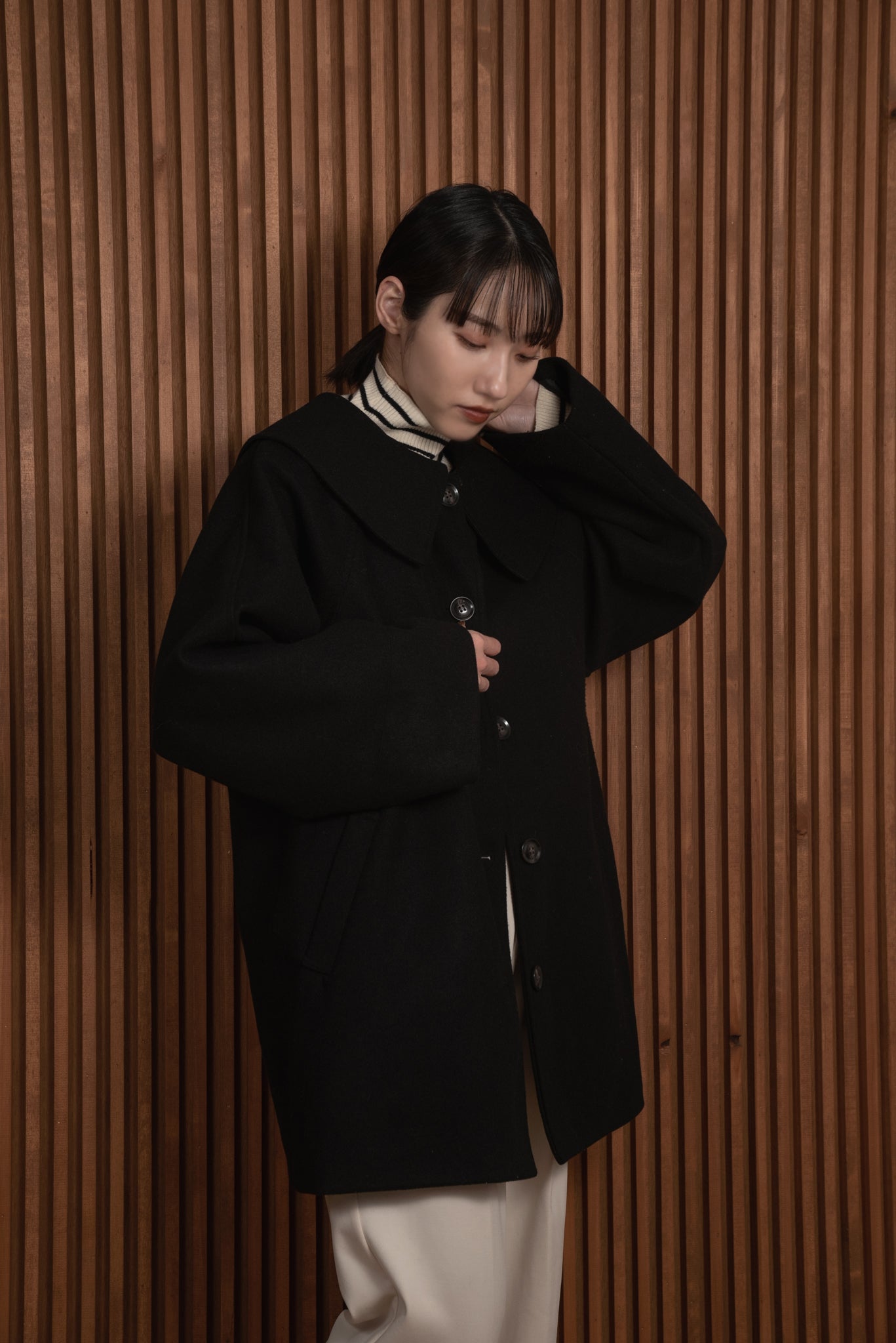 i_am big coller 2way midi coat 新品