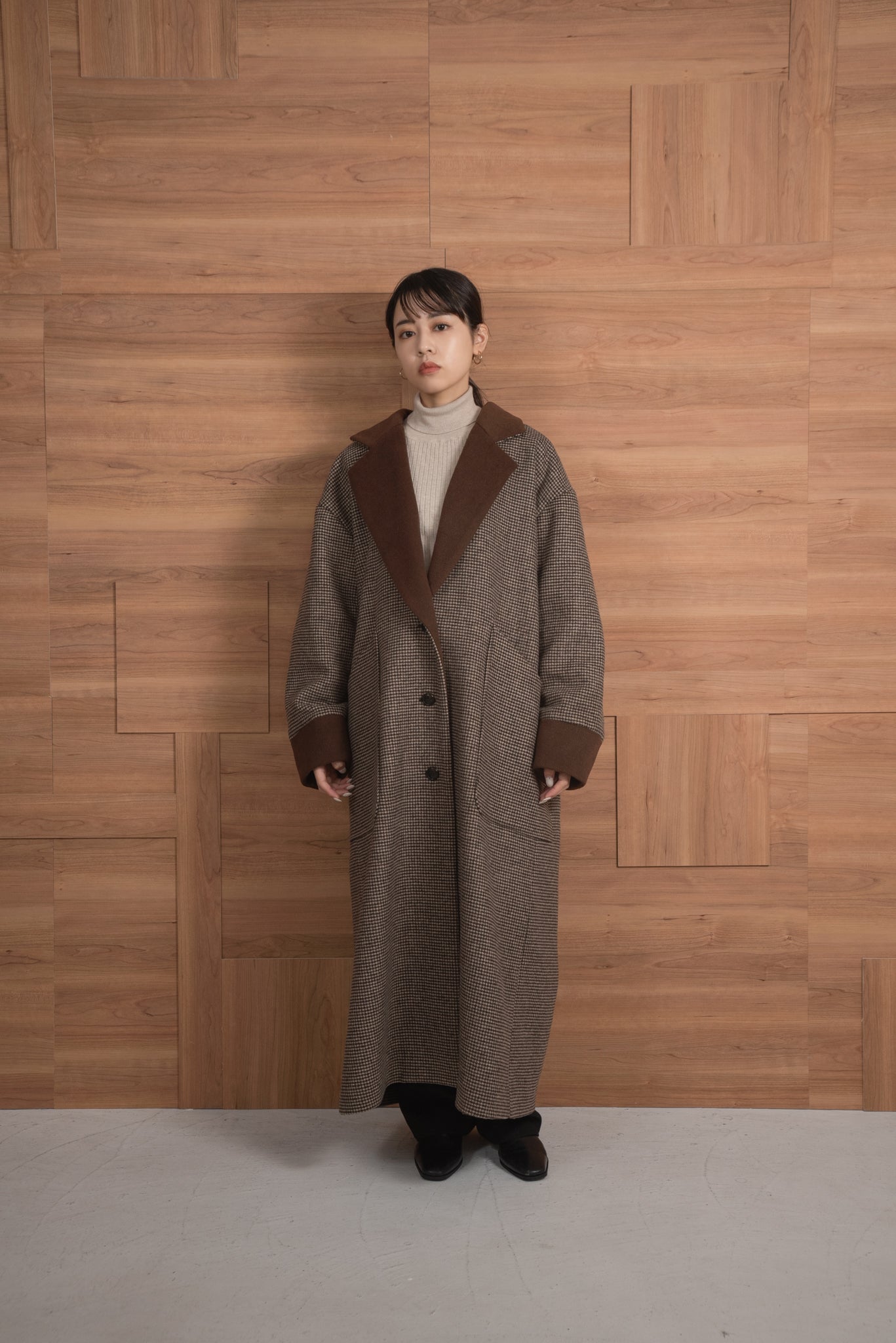 レディース AMIUR DOUBLE FACE CHECK COAT | cubeselection.com