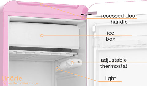 Linärie Appliances | Retro Mini Bar | Tignes| 90L Retro Mini Fridge Mini Bar with Built-In Freezer Compartment | Black LK90TTBLACK | Blue LK90TTBLUE | Pink LK90TTPINK | Red LK90TTRED