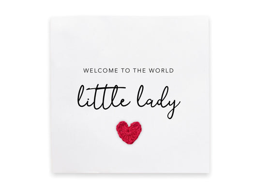 New Baby Girl Card, Little Lady New Baby Card, Cute Pink Heart Baby Girl  Card, Card for New Born, New Parents Congratulations Card NB032 