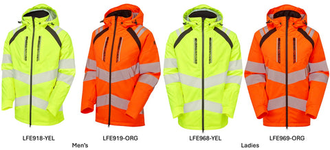 PULSAR Life Mens and Ladies Hivis Orange and Hivis Yellow Insulated Parka Jackets