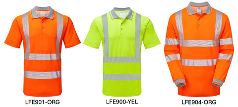 PULSAR Life Men's orange and yellow short sleeved hivis polo shirts and orange long sleeved polo shirt