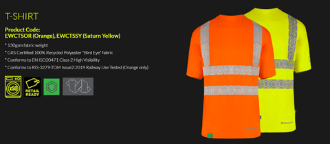 Envirowear tshirts hivis yellow and orange