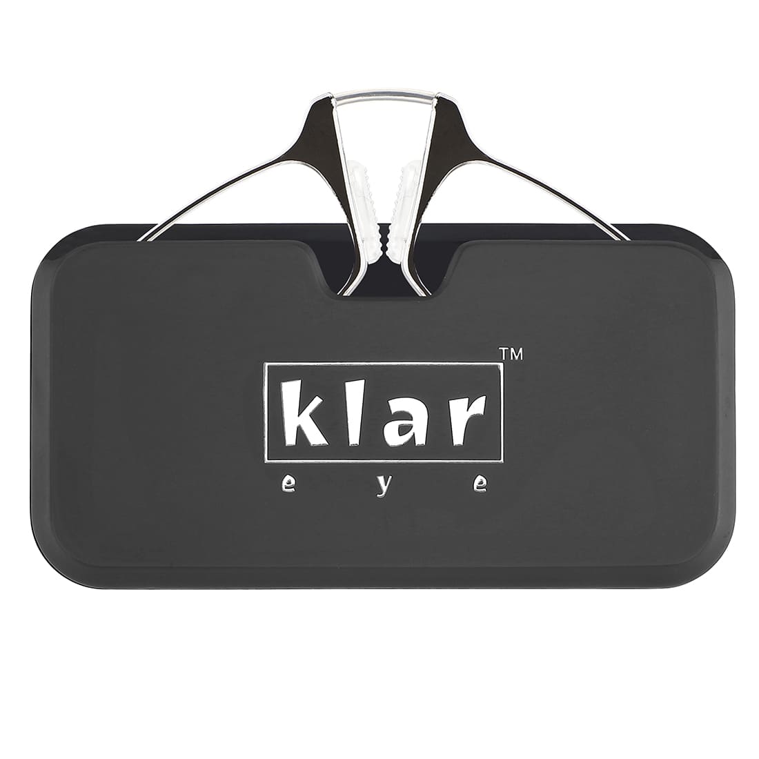 Thin black reading glasses without temples with black case by Klareye