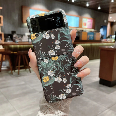 LUXURY FLORAL FROSTED CASE FOR SAMSUNG GALAXY Z FLIP 4