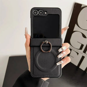 Leather Ring Holder Case for Galaxy Z Flip Series - The Z Flip Case