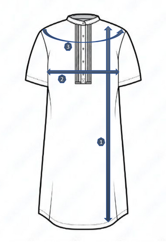 qamis size guide sketch