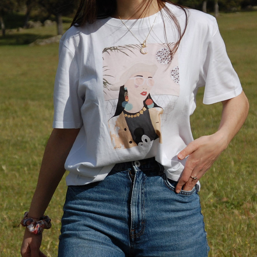 Camisetas con diseños originales "Punto y coma" - al sol - Conmigo al