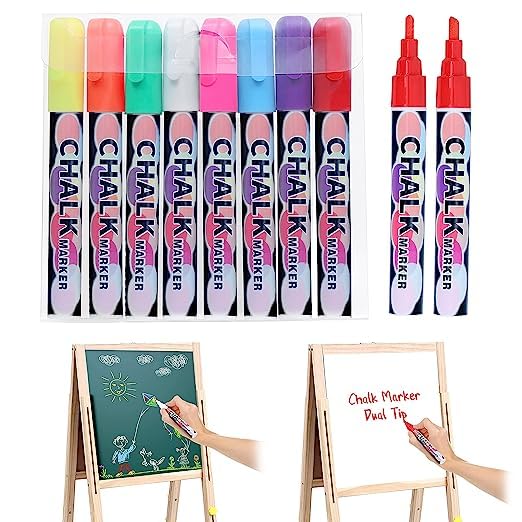 MMFB Arts & Crafts Erasable Liquid Chalk Markers 10pk w/ 45 Chalkboard Labels Not Toxic Wet Erase