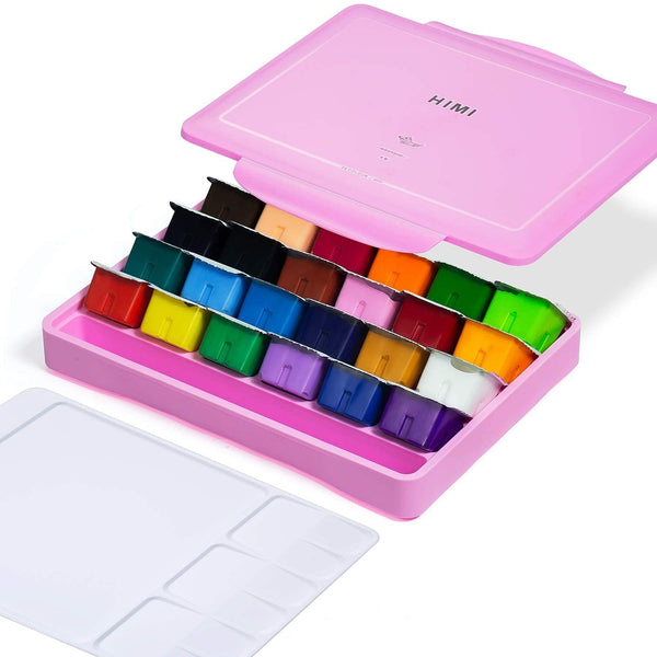 Gouache Paint Set, 24 Colors x 30ml Unique Jelly Cup Design with 3