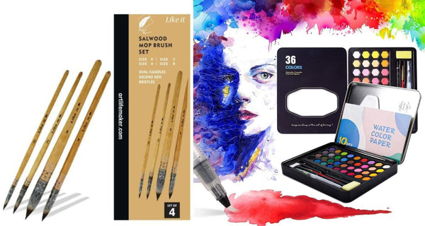 Miya Himi 5Pieces Kids Artists Gouache Paint Brushes Set for Acrylic Oil  Watercolor Face & Body Gouache Painting with Hog Hairs