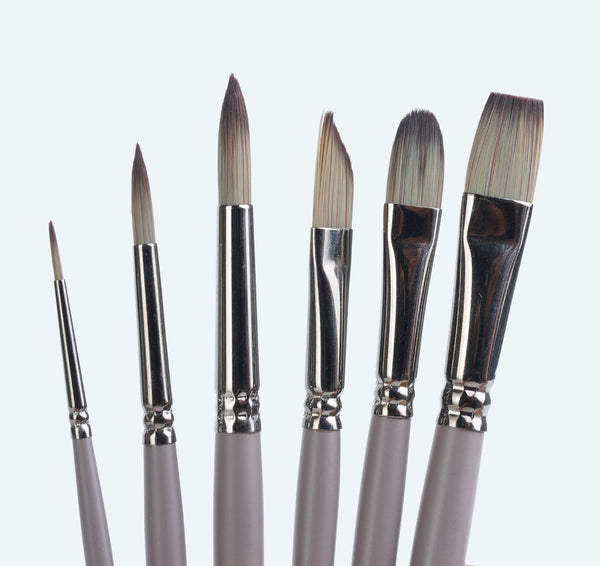BRUSTRO Artists' Natural Hair MOP Brush Set of 4 (0, 2, 4, 8) - Creative  Hands