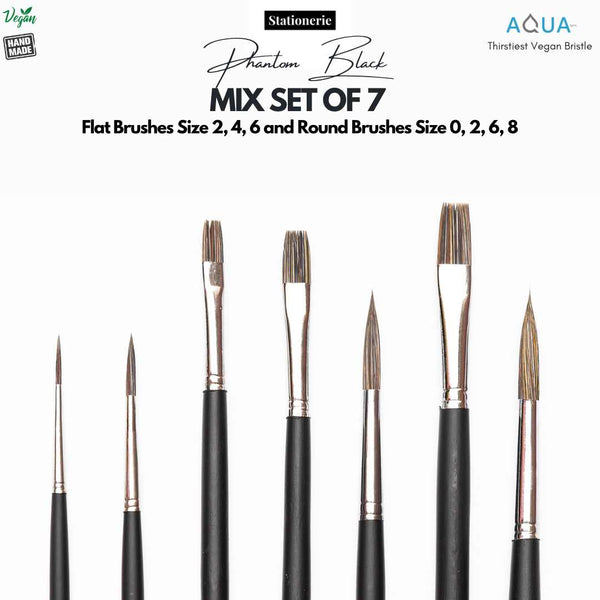 Oytra Flat Round 7 Piece Combo Paint Brushes Set Professional Artist P
