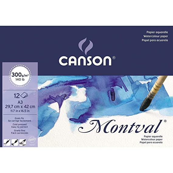 Canson XL Aquarelle 300 GSM Cold Pressed A3, 29.7x42cm Watercolour Pap