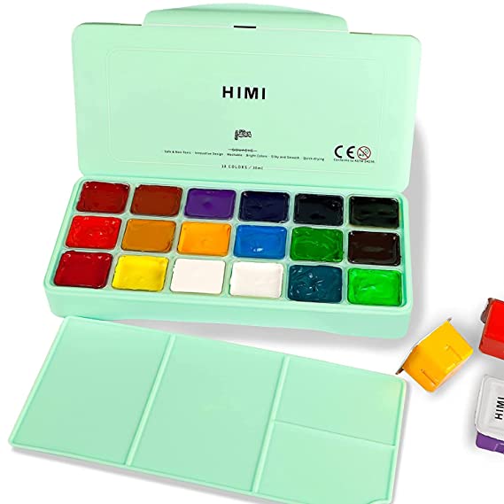 HIMI Gouache Paint Set, 56 Colors x 30g Unique Jelly Cup Design in a  Carrying Case Perfect for Artists, Gouache Opaque Art Supplies for  Professionals