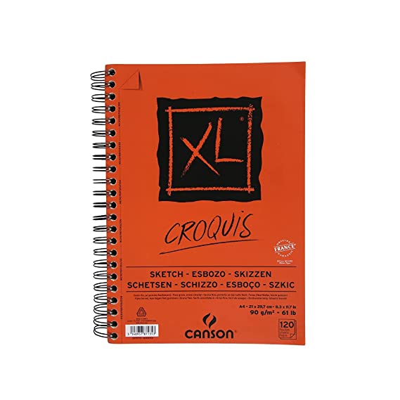 Canson XL Croquis 90 GSM Fine Grain A3 Paper Spiral Pad, 29.7x42cm (Iv