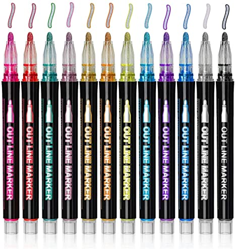 Jubilant Gold and Silver Metallic Marker Pens, Waterproof  Permanent Paint Marker Pen For Painting Cards Writing Signature Craftwork  Art (Set of 6) - Metallic Marker Pens