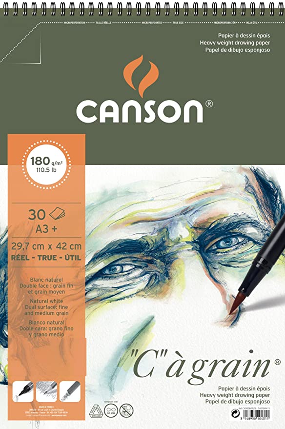 Canson XL Croquis 90 GSM Fine Grain A3 Paper Spiral Pad, 29.7x42cm (Iv