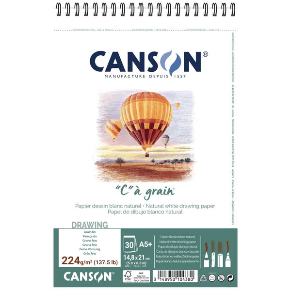 Canson XL Kraft 90 GSM Laid 14.8x21cm, A5 Paper Spiral Pad(White, 40 S